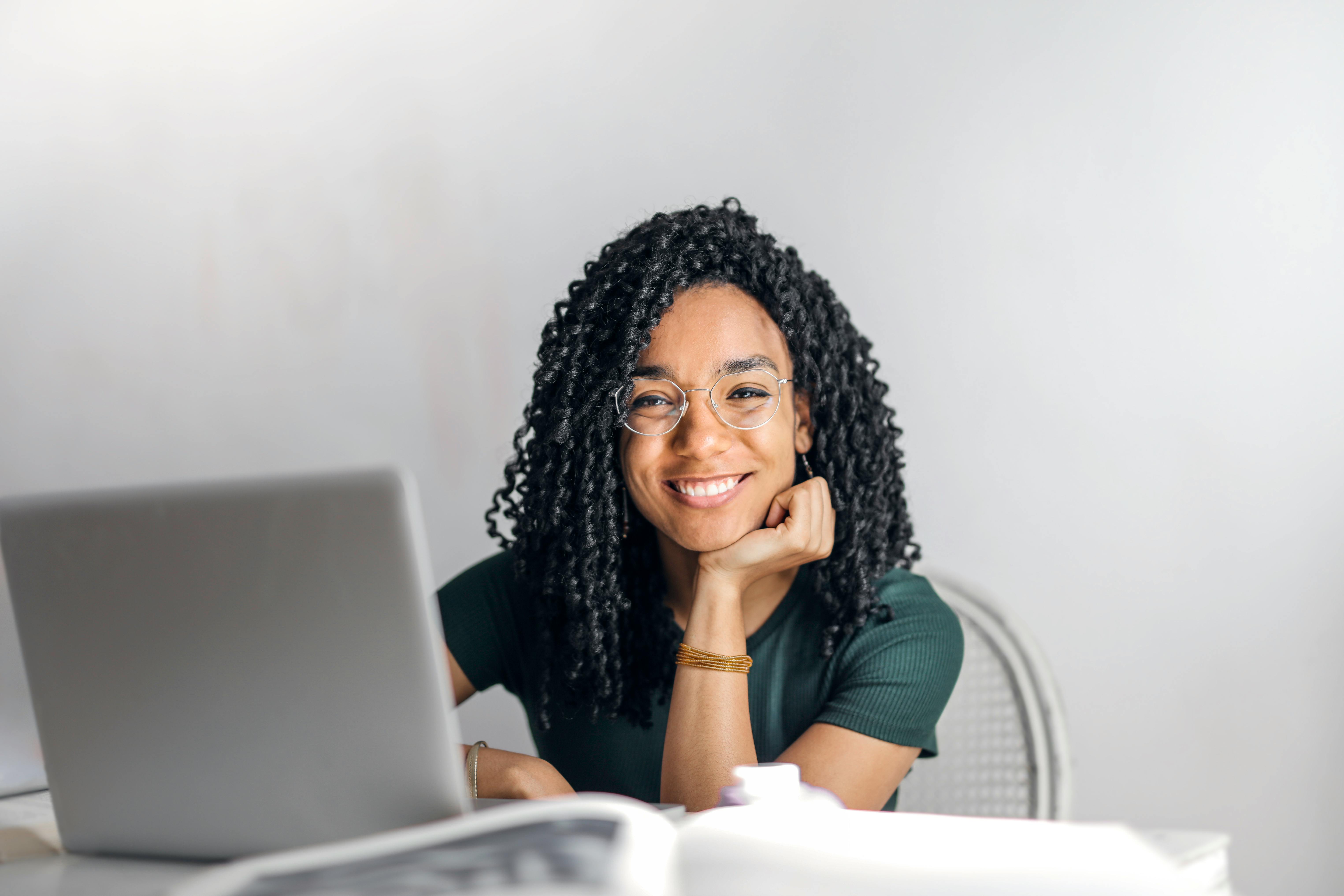 Professional woman working on laptop
